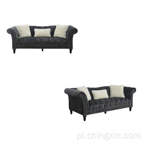 Aksamitna sofa Zestawy 3 Seat Salon Sofa